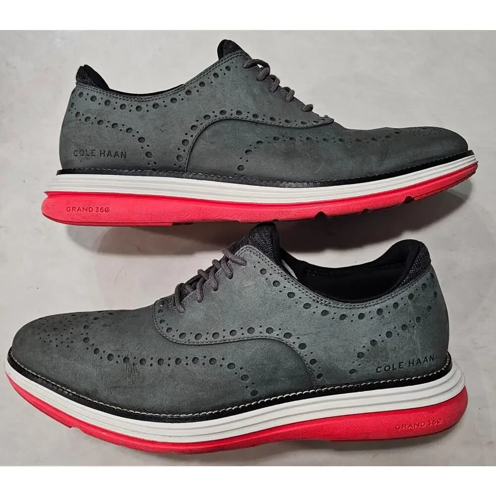 Cole Haan Shoes Mens Size 9.5 Gray Nubuck Original Grand Wingtip Lace Up Casual
